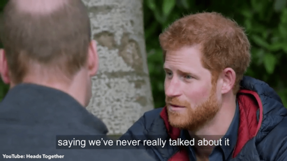  Princes William and Harry admit they never talked enough about the trauma of their mother's death in a new YouTube film