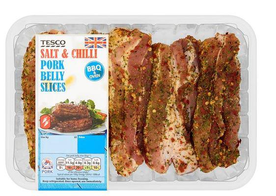  Tesco's Salt and Chilli Pork Belly Slices are in its 3 for £10 meat deal