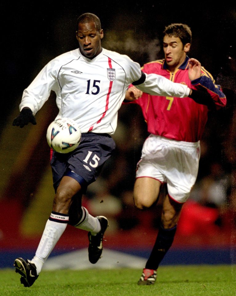  Ex-Aston Villa and Middlesbrough defender Ugo Ehiogu was an England international and here tussles with the legendary Spain striker Raul