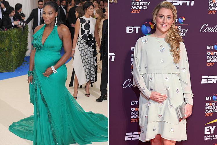 Mums-to-be Serena Williams and Laura Kenny have vowed to keep on training while they're expecting, though have scaled back their training regimes