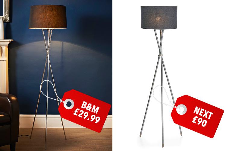  The tripod lamp costs £90 at Next or £29.99 at B&M