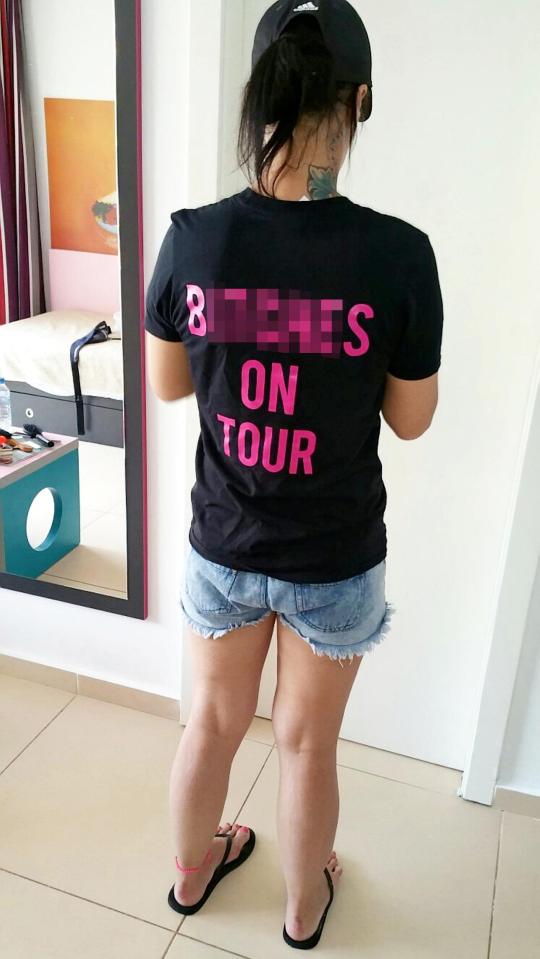  Bride-to-be Emma Green is pictured wearing the B***hes On Tour T-shirt that got her hen party kicked off a Jet2 flight