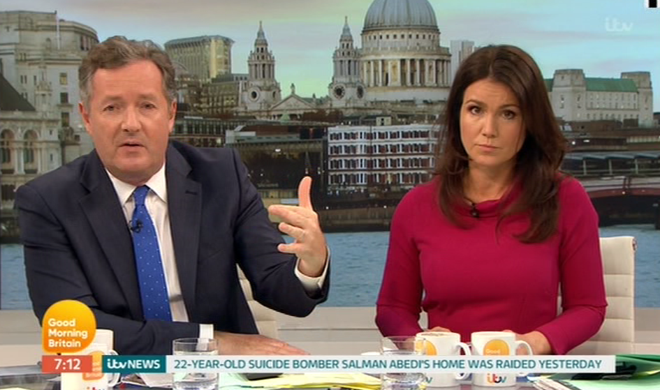 GMB host Susanna Reid has been hailed a ‘credit’ to journalism for her sensitive coverage of the Manchester terror attacks