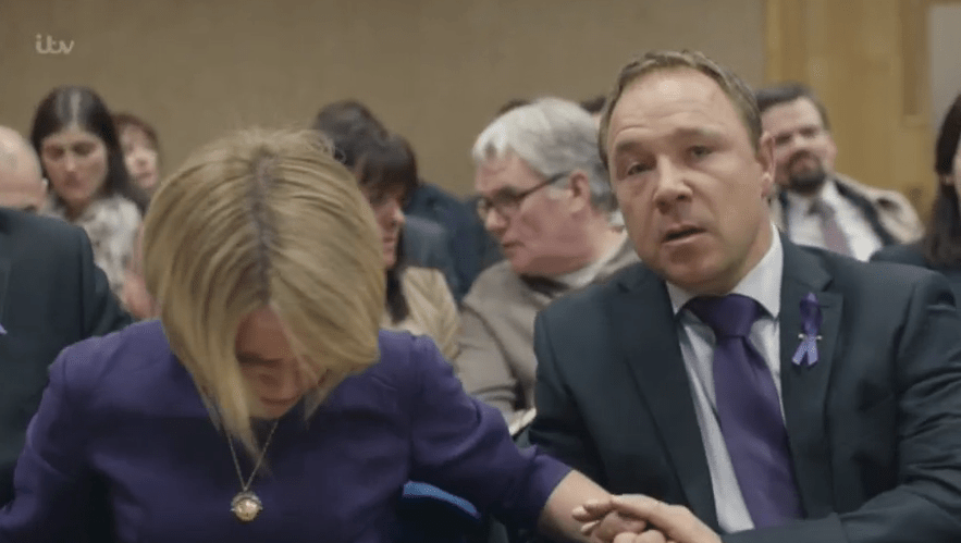  Mel (Sinead Keenan) and Detective Dave Kelly (Stephen Graham) as the verdicts were read out on tonight's final episode of Little Boy Blue