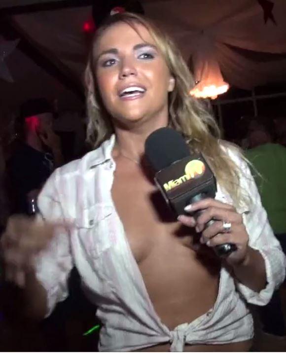  TV host Jenny Scordamaglia, from Miami, Florida, bared her chest in her new Miami TV trailer