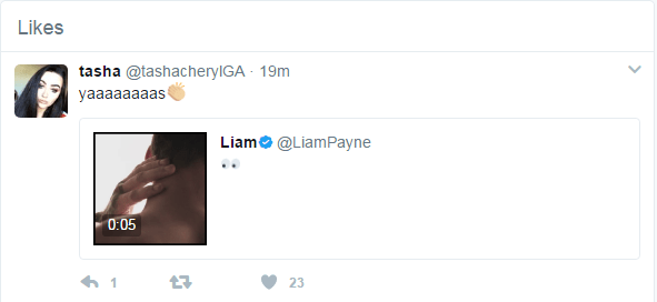  As she liked a tweet by one of Liam's fans