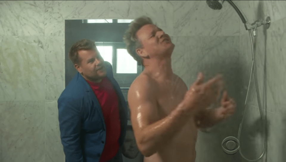 James Corden coaxed Gordon to stripping off again in March this year 