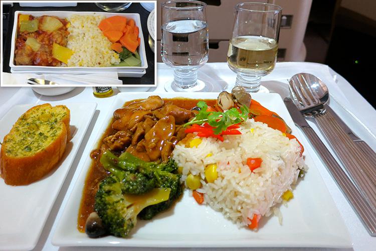  Singapore Airlines is known for its tasty plane food, and while the Business Class grub looks better in this picture the Economy version also doesn't look too bad