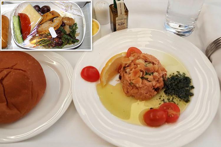  The Emirates Business Class starter looks like the type of dish you'd be served in a posh restaurant, but the Economy version is a random selection of different food items