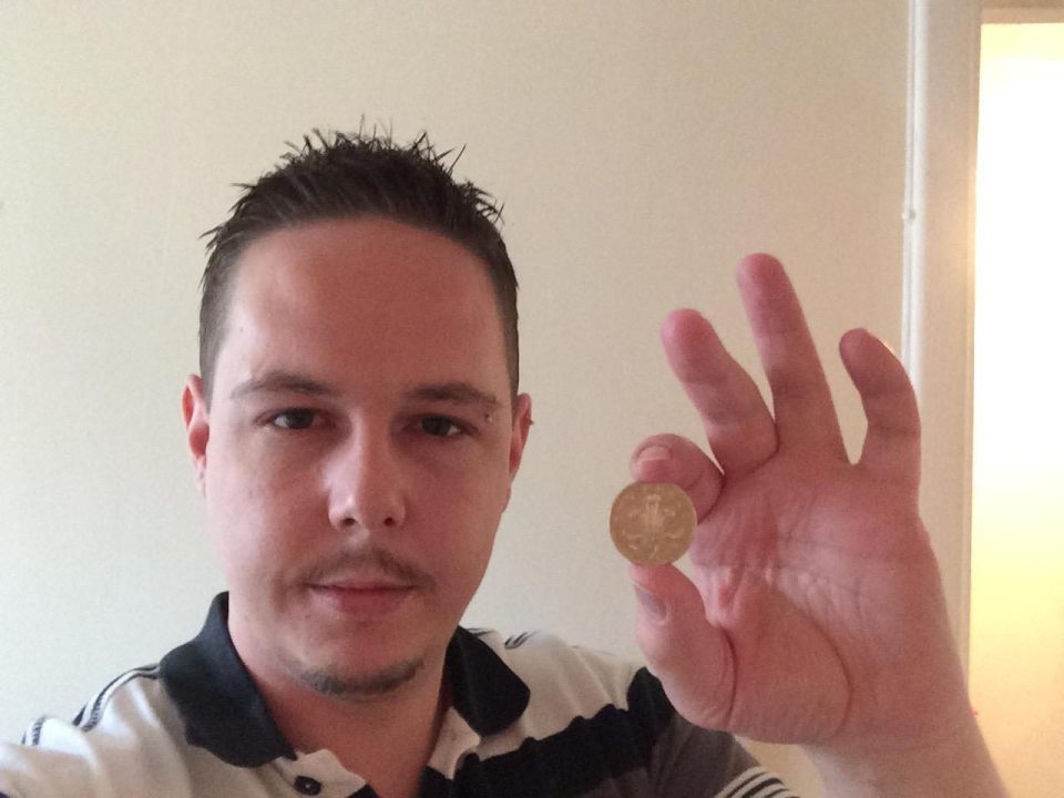  James Weller with his silver 2 pence piece