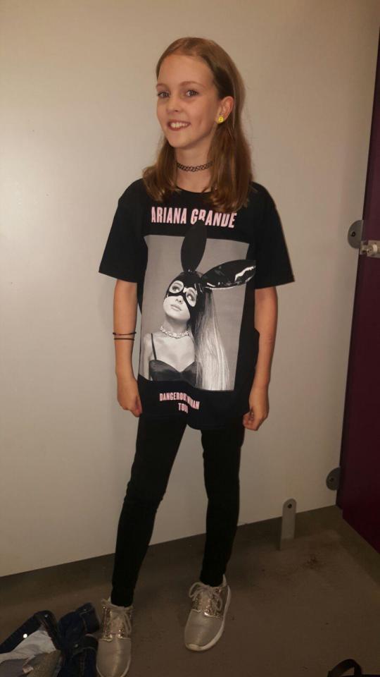 Grace, 10, ready to go to the concert in Manchester