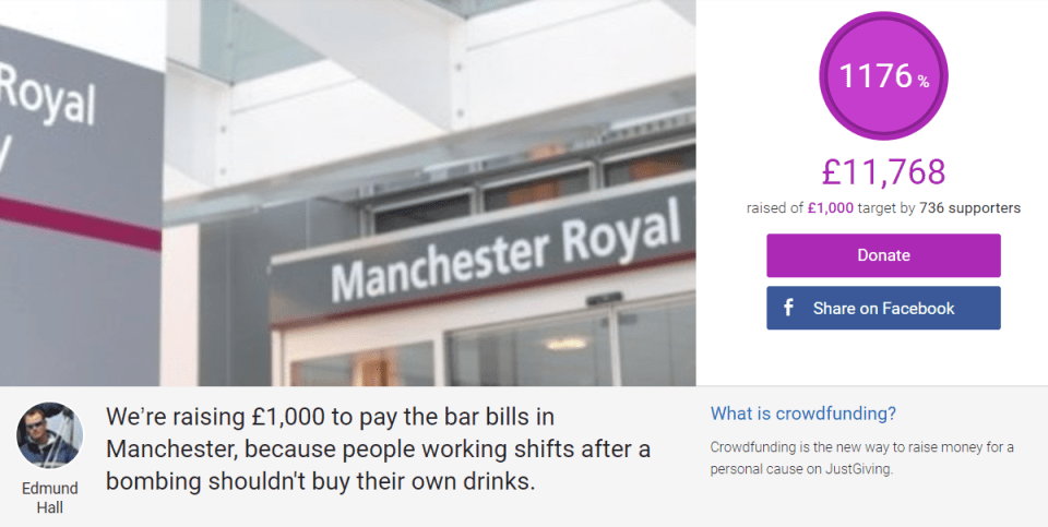  More than £11,000 has been donated to a bar tab for the emergency services