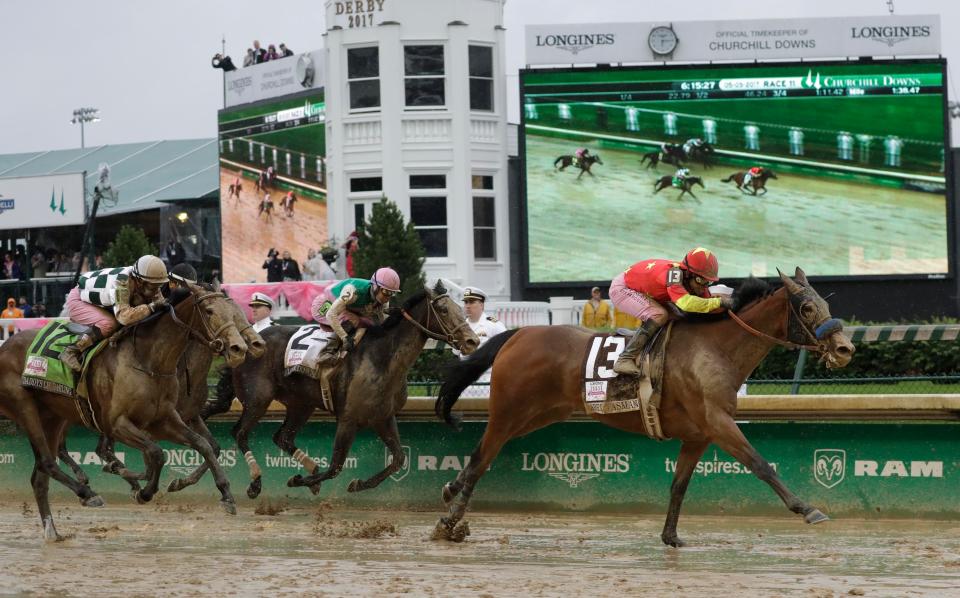  Daddys Lil Darling (far left) finished second in the Kentucky Oaks