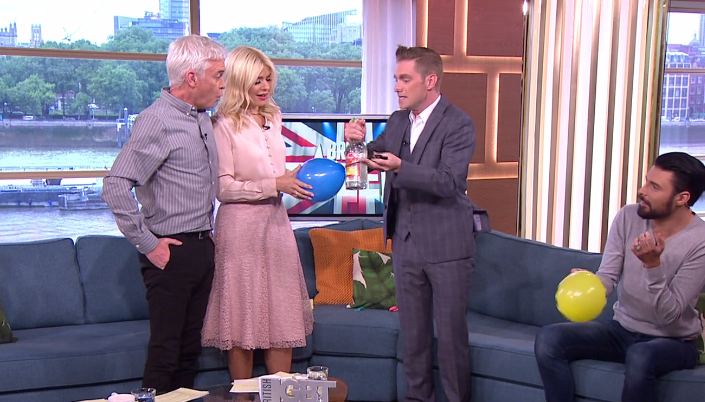  Holly and Phil were impressed with his trick