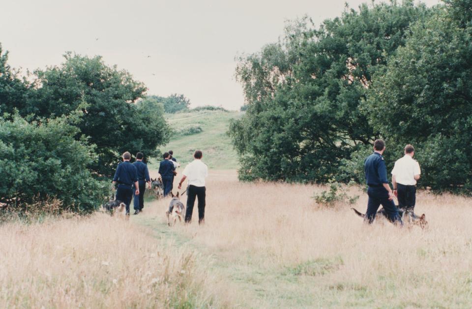  Police hunt for clues close to the crime scene