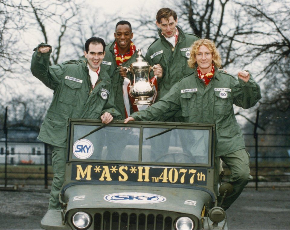  Adams, Parlour, Ian Wright and Steve Morrow with the FA Cup in 1994