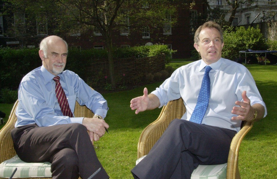 Sun Man Trevor Kavanagh pictured with Tony Blair after his 2003 election victory