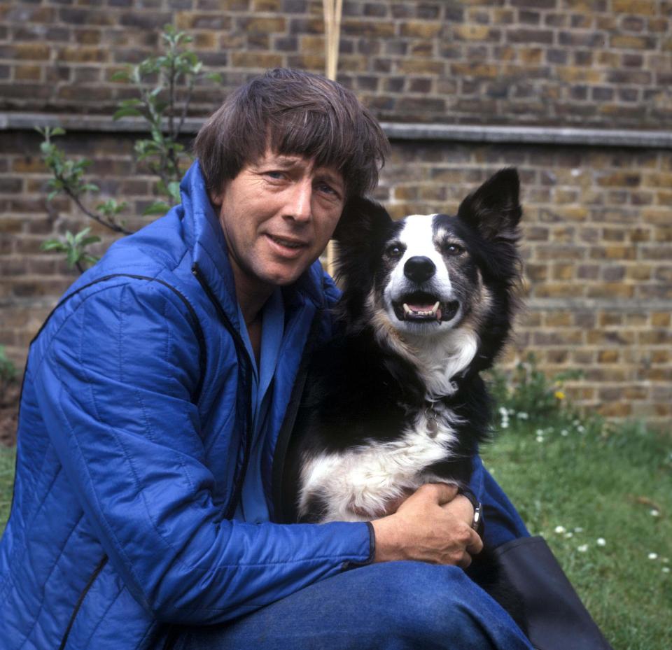  John Noakes pictured in 1978 with his dog Shep - the TV star has died