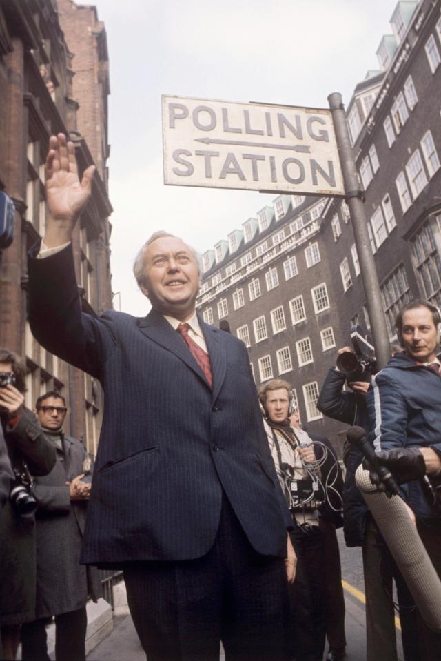  Harold Wilson is seen heading to the polls in 1974. He served as Prime Minister until 1976