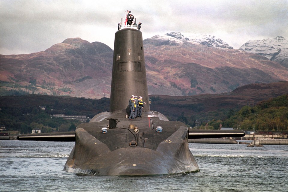 Trident-class nuclear submarine Vanguard off the coast of Scotland