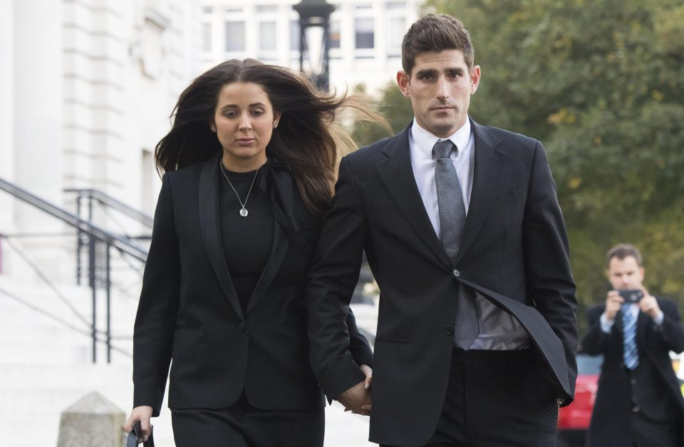  Ched leaves Cardiff Crown Court with partner Natasha Massey after the not guilty verdict last year