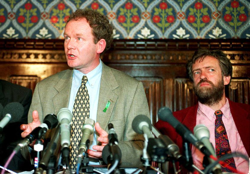 Corbyn sits next to ex-IRA leader Martin McGuinness in 1995