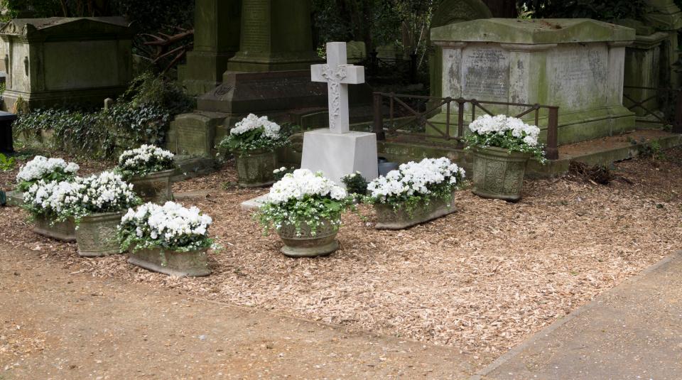  George was buried next to his mother at a plot in Highgate Cemetery, North London