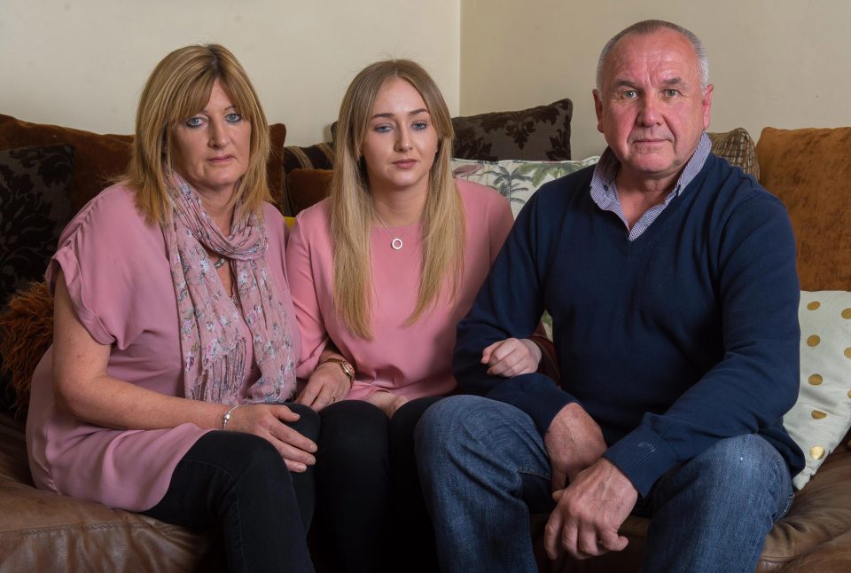 Hannah with her supportive parents Christine and Derek 