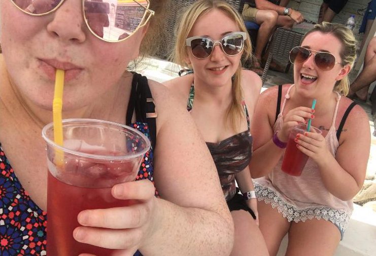 Girls holiday . . . Hannah (centre) with two Laurens two days before fateful bar crawl