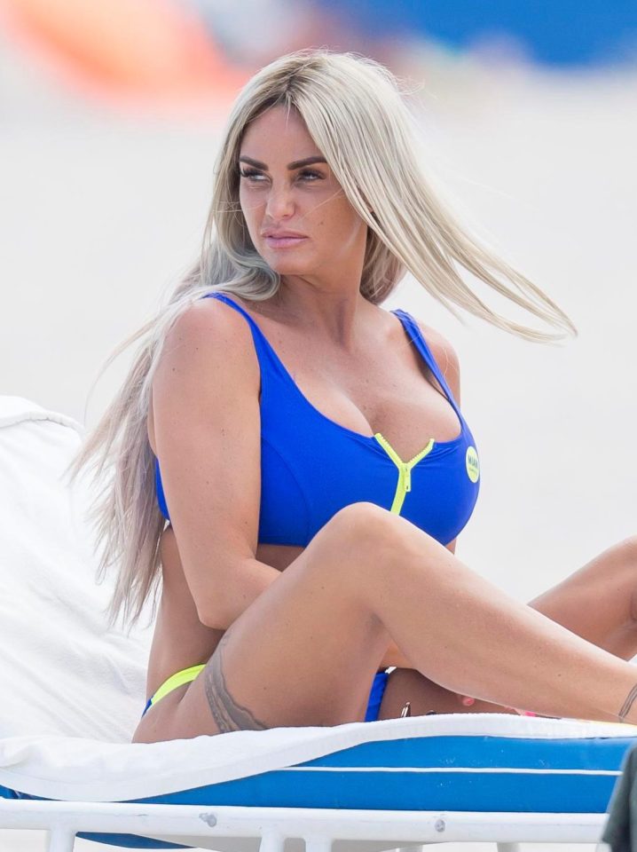  Miami saw Katie pose on the beach in a bright bikini