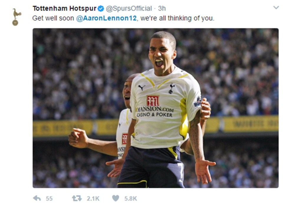 Support . . . Tottenham Hotspur back the footballer's recovery 