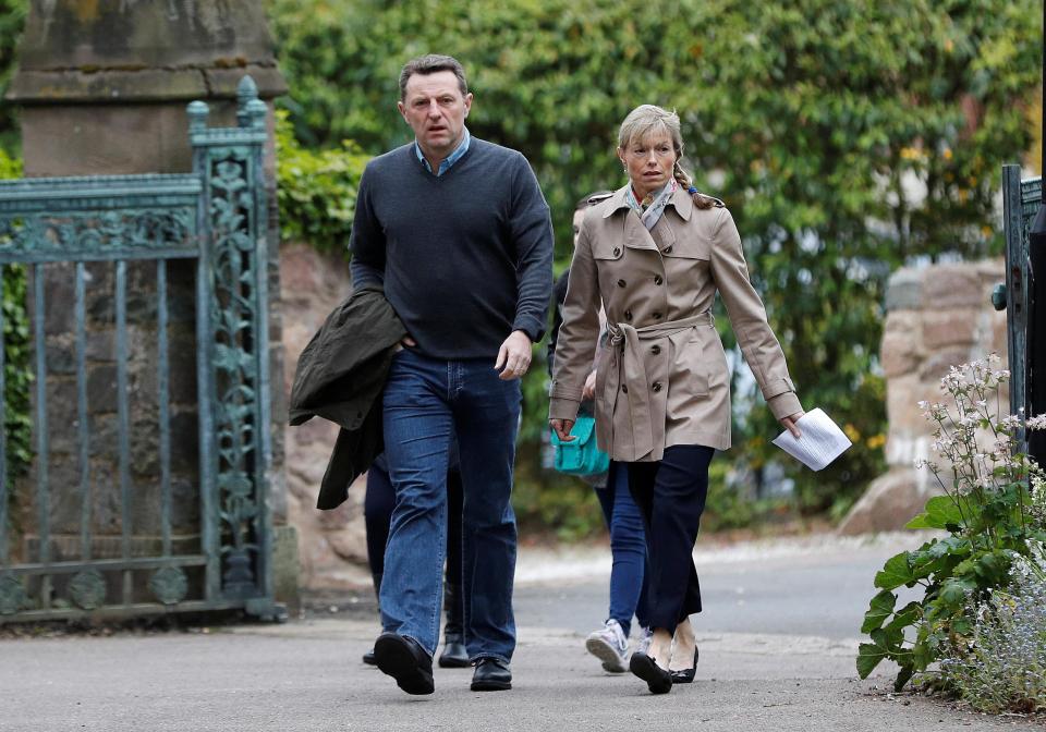  Madeleine's parents Kate and Gerry McCann arrive for a service at St Mary and St John church in Rothley to mark her disappearance