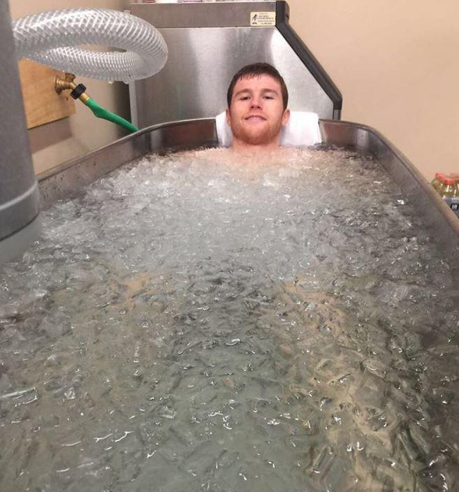  Saul 'Canelo' Alvarez uses an ice bath to help him recover from a training session