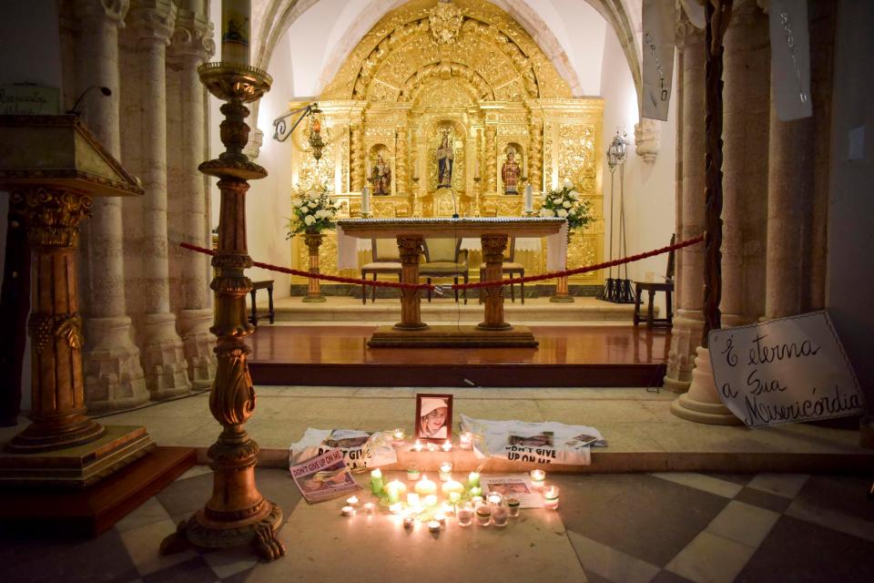  Well-wishers left tributes to Madeleine at a church in Praia Da Luz, where Kate and Gerry regularly prayed during the search