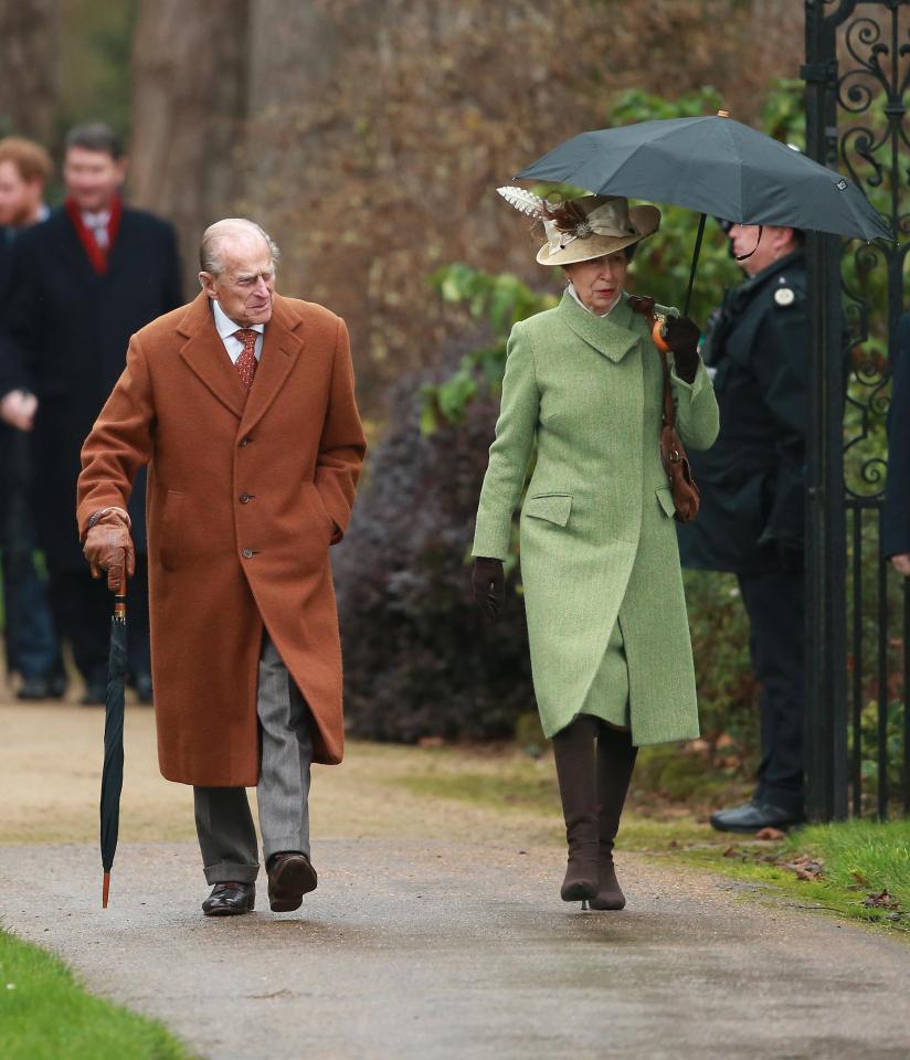  Prince Philip walking with his daughter Princess Anne to a Christmas Day service at Sandringham in 2005