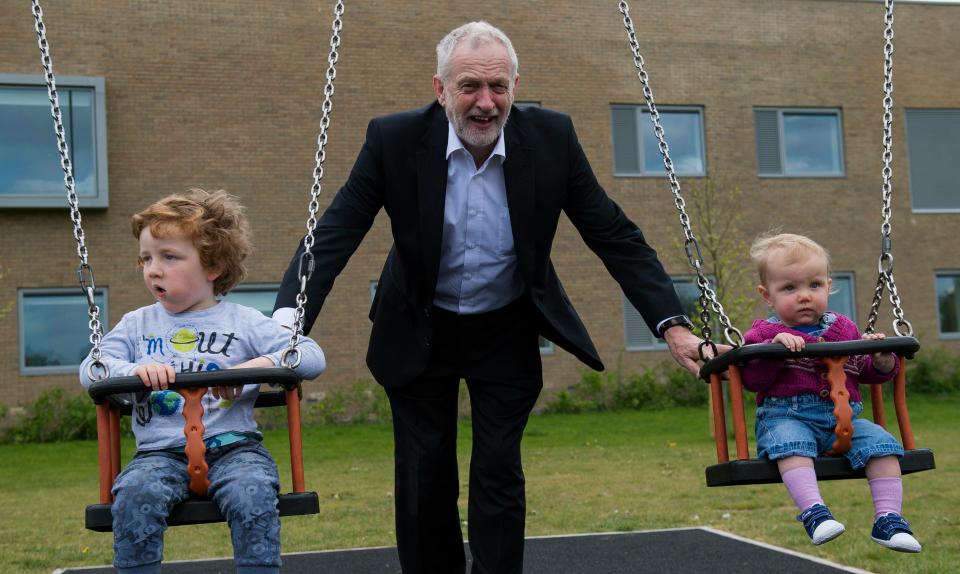  Swing seat or safe seat? Jeremy Corbyn was snapped yesterday in Oxford East – but the kids didn’t look too happy about it