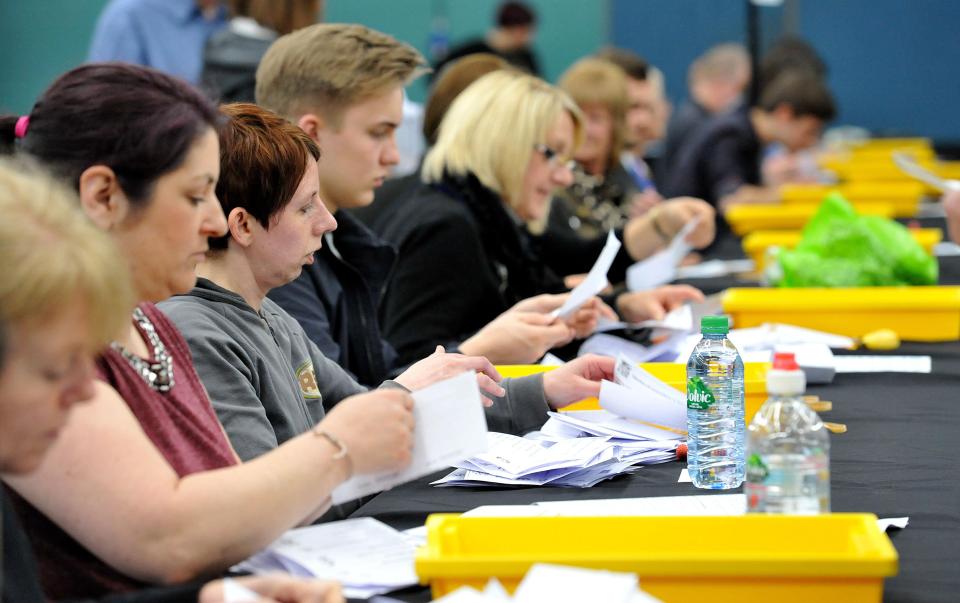  Counting took place at many centres throughout the night