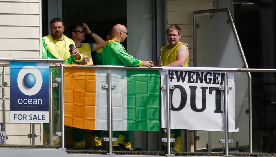 A 'Wenger out' banner was spotted in Bristol when England beat Ireland by seven wickets in May's ODI