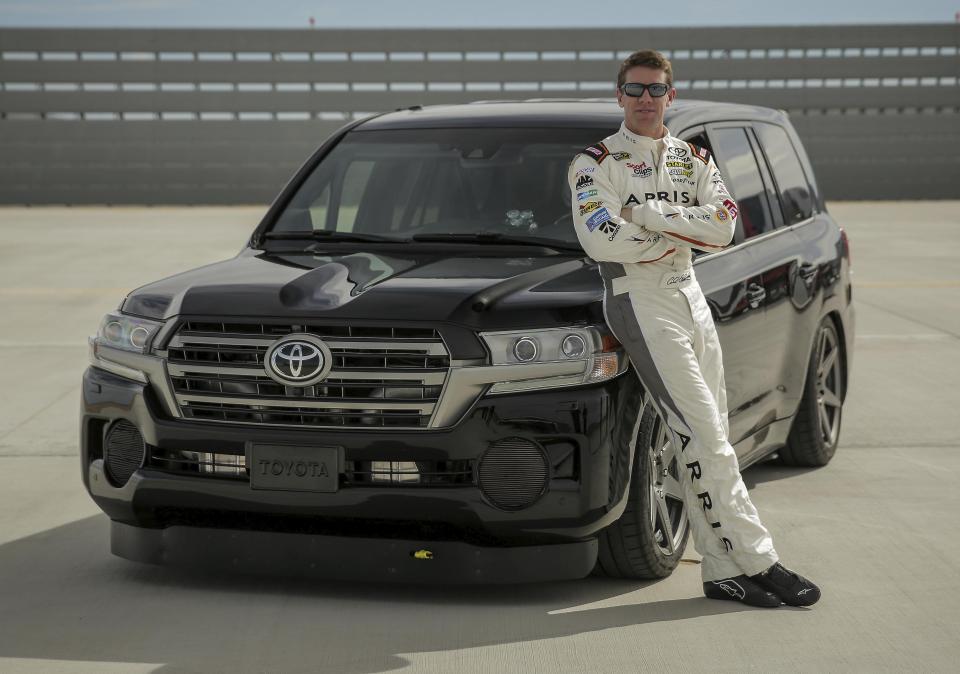 Former NASCAR driver Carl Edwards was at the helm when the car reached the 230mph mark