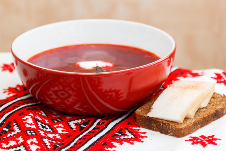 One of the most popular meals is borshch - a thick and sour soup with a beetroot base