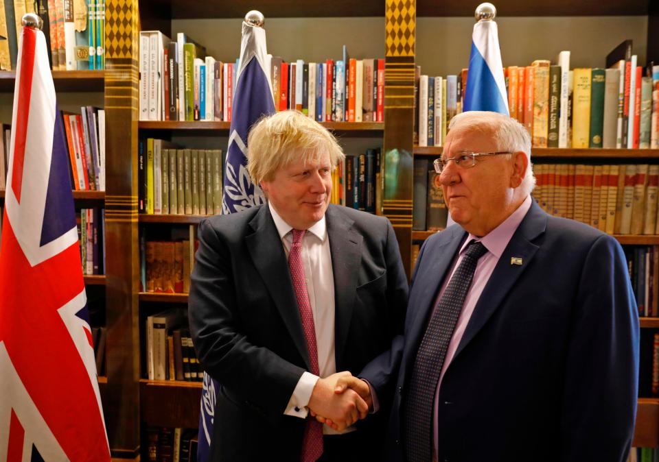  Israeli President, Reuven Rivlin, extended an invitation via Foreign Secretary Boris Johnson at a meeting in Jerusalem