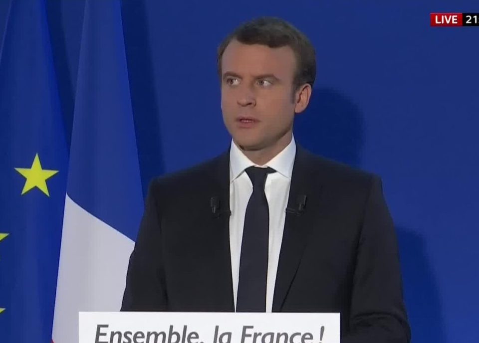 Emmanuel Macron was caught practicing his victory speech live on the air 