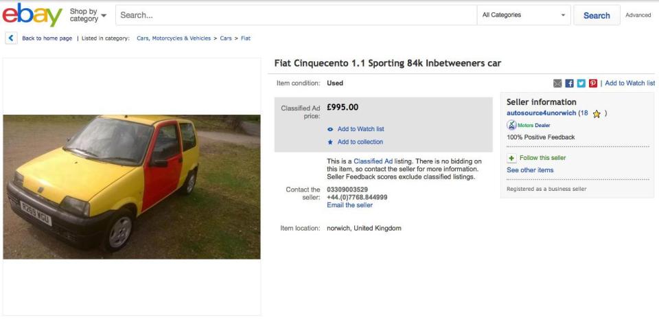 The car was still available for sale at the time of writing