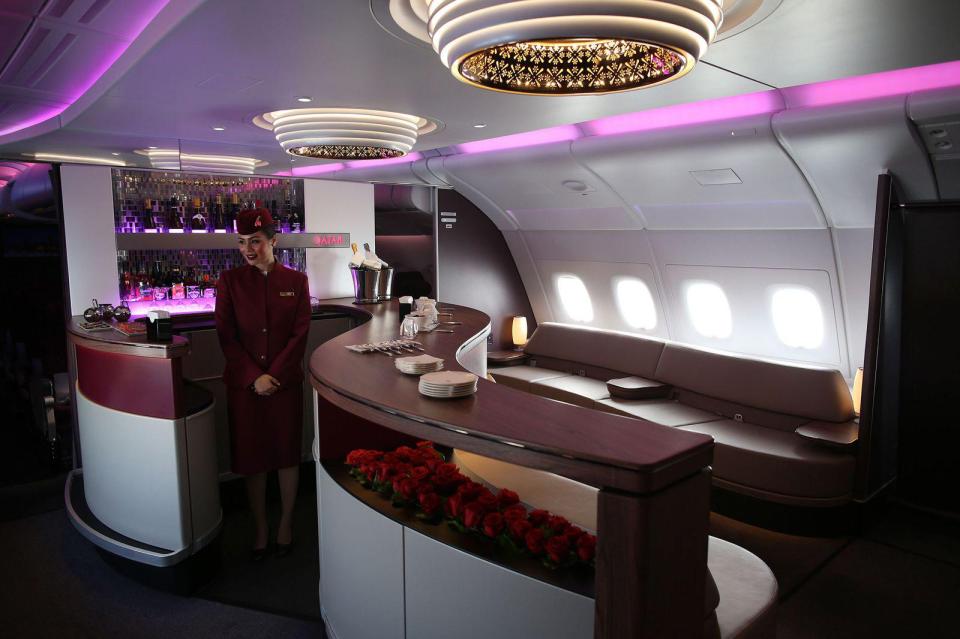 Qatar is a Muslim country with strict drinking laws, but the country’s national airline still has one of the best aeroplane bars 