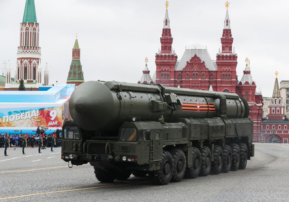  Pictured is one of Putin's SS-29 nuclear warheads