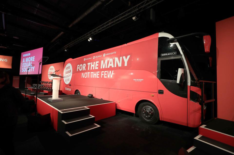  The battlebus fails to have any mention of the Labour leader