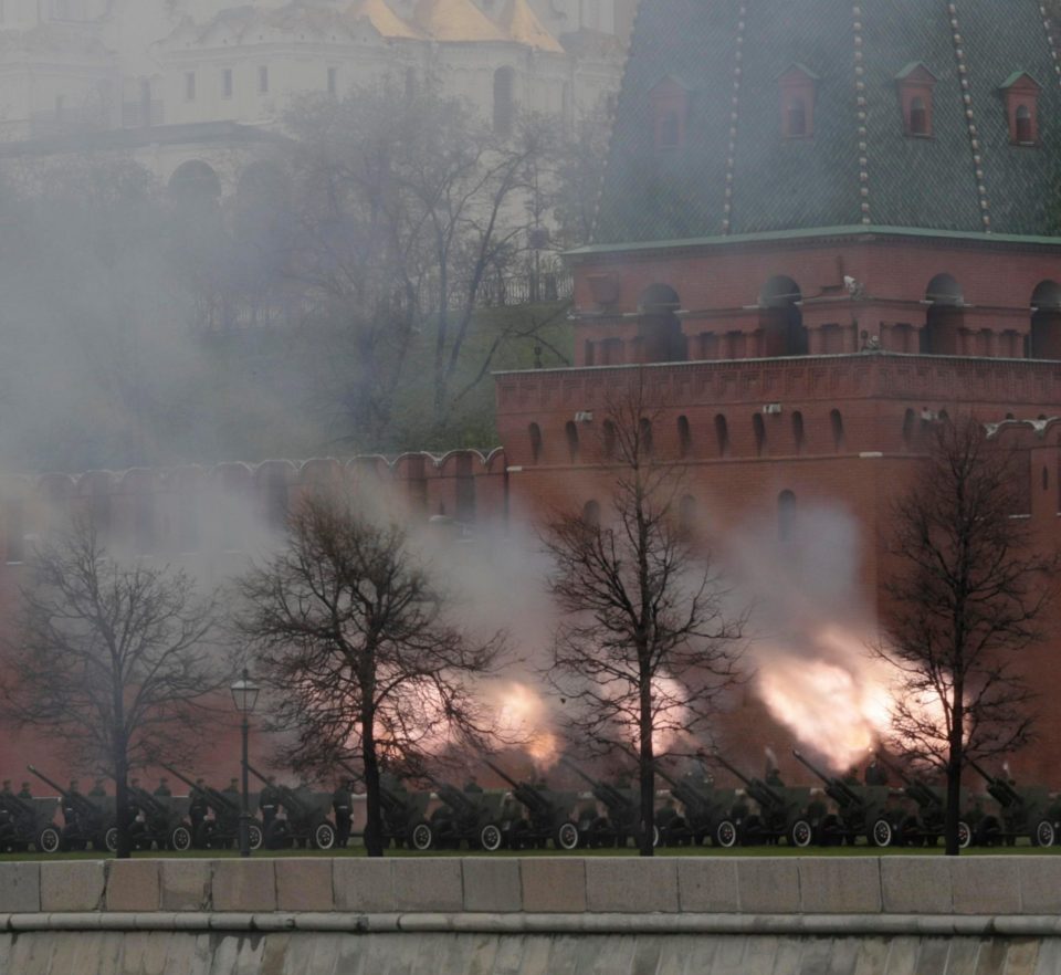  Artillery let off a round of salutes during the parade