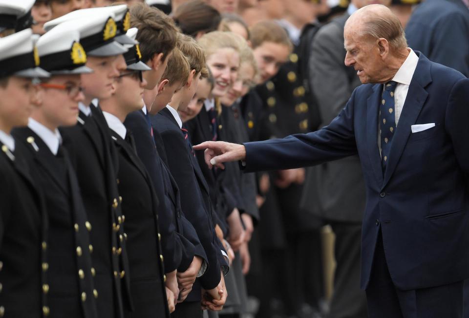  The Prince inspects pupils at the prestigious naval college in one of his last remaining engagements before he retires