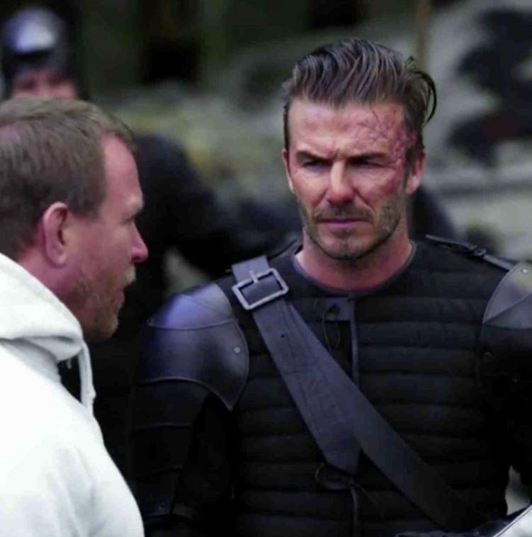  An evil-looking Becks on the set of the new movie with director pal Guy Ritchie