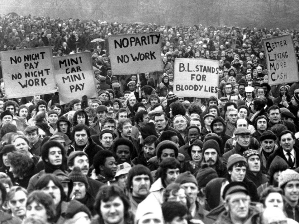  British Leyland's workers at their giant Longbridge plant voted overwhelmingly for a strike and pickets were immediately mounted at every gate in 1979